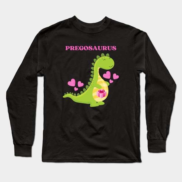 Pregosaurus - Preggosaurus cute pregnancy dinosaur mamasaurus for a mom to be Long Sleeve T-Shirt by Rubi16